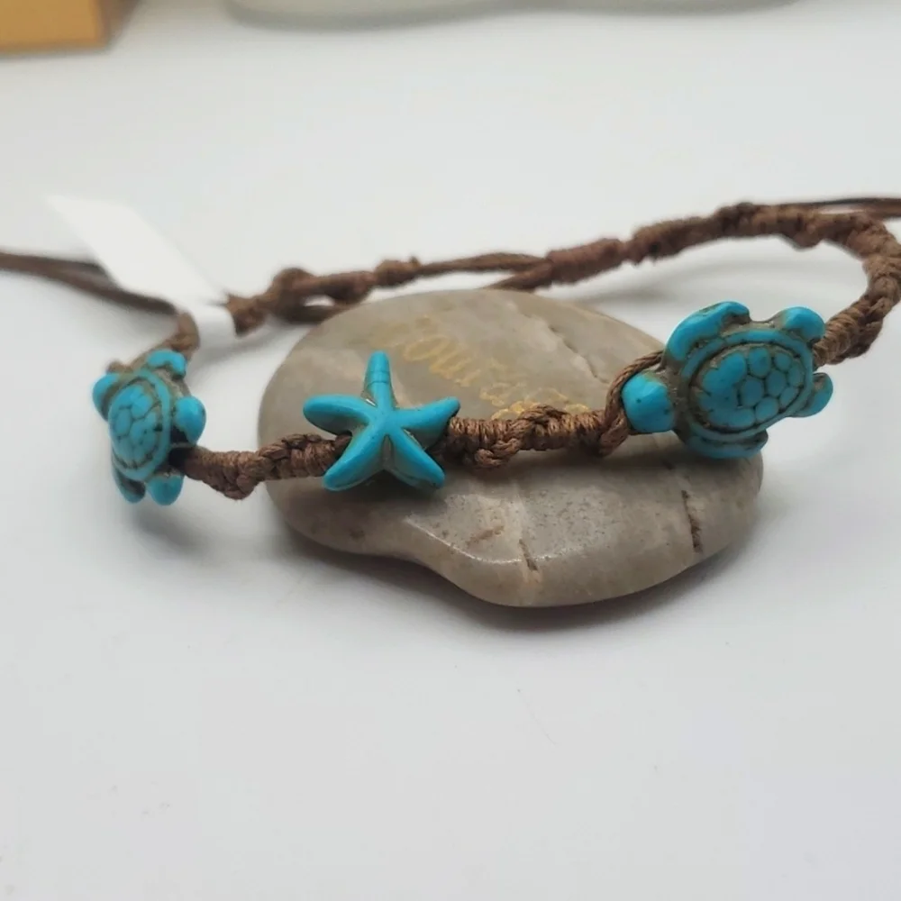 Nautical‎ turquoise sea turtles bracelet B1838